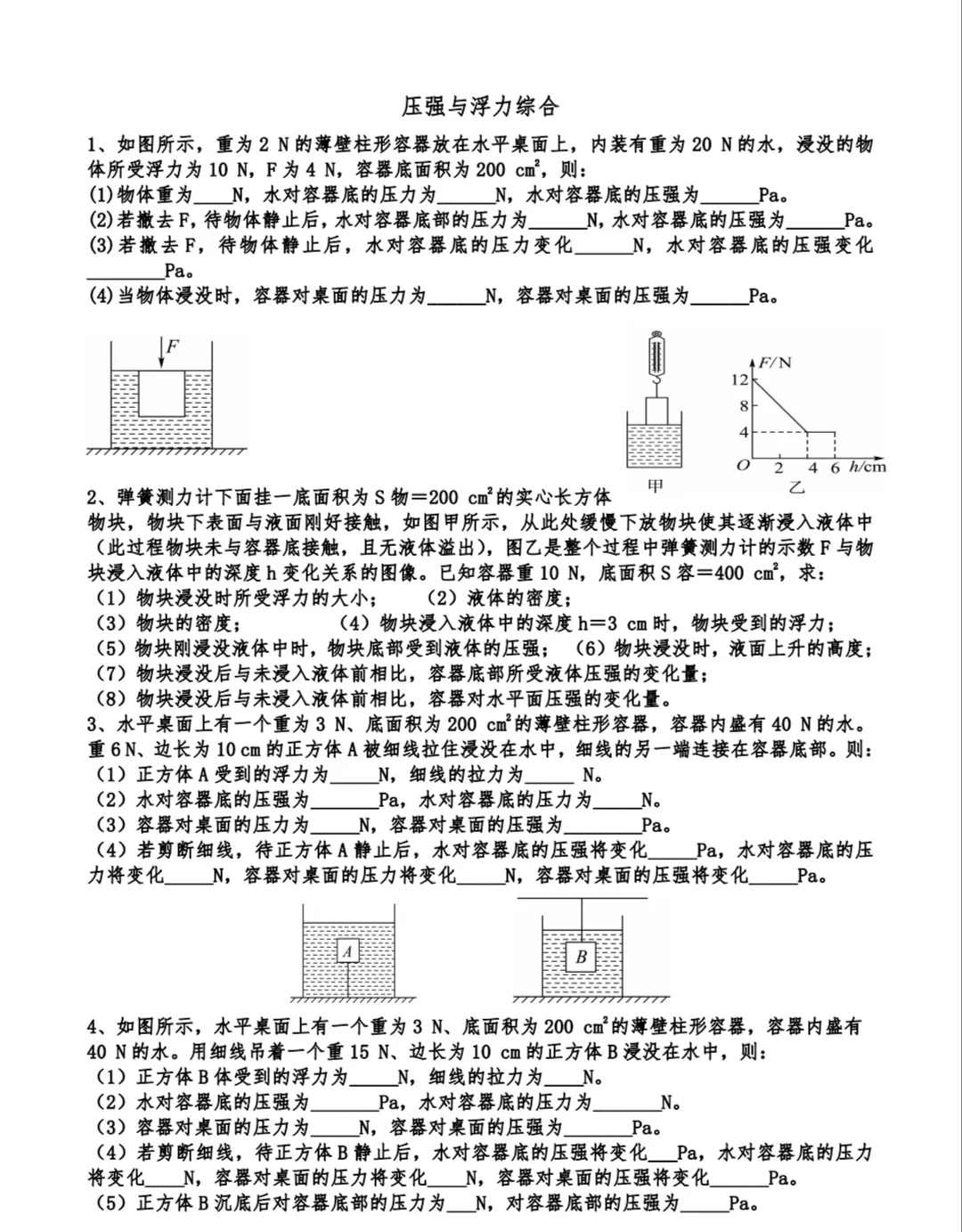 压强与浮力（难题）