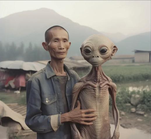 1980年，南方某村庄，一村民正在田间劳作，突然远处传来一声巨响，一个巨大的飞碟