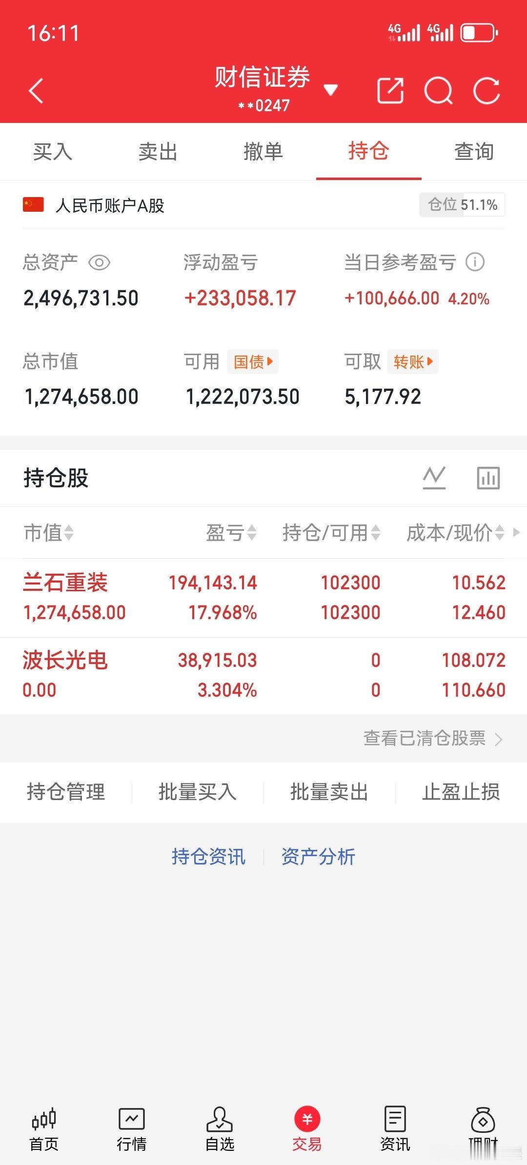 1月8日持仓：卖出波长关电继续持有兰石重装！特别声明：本内容为个人实盘记录，不构