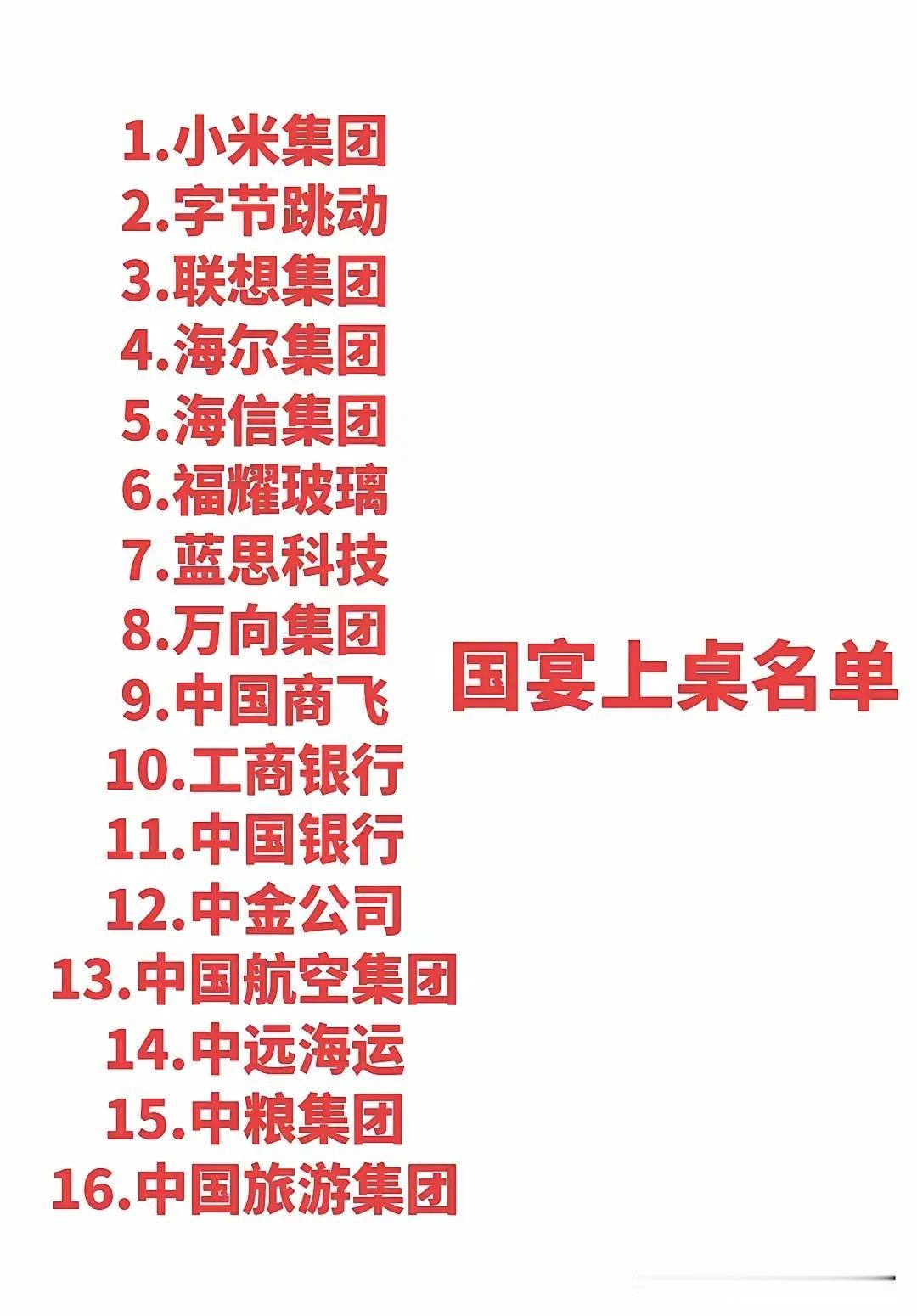 参加国宴的中国企业，为啥没有华为，阿里巴巴和立讯精密及比亚迪呢？

而相应的却有