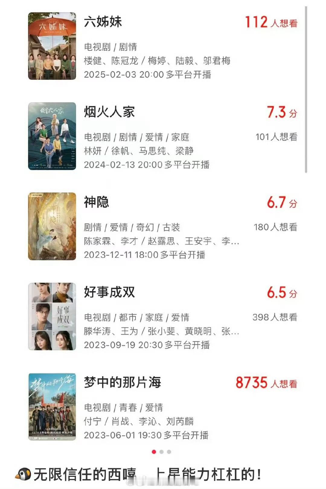 羡慕晓培  骄阳似我 和六姊妹 两部剧成绩都很好耶。别的不说晓培做剧还是挺舍得花