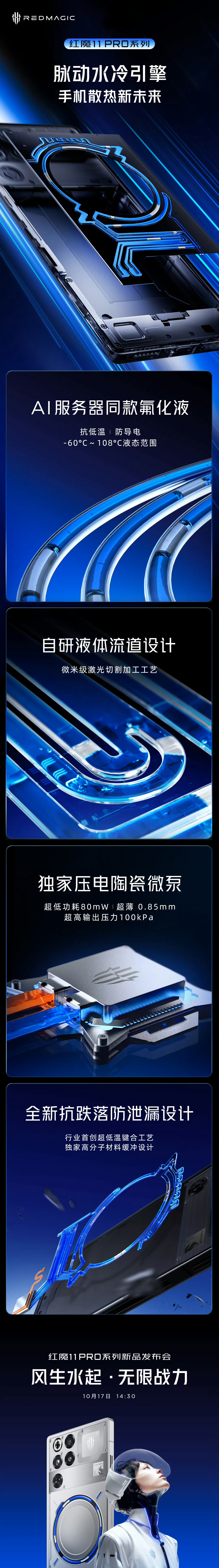 AI服务器同款氟化液+IPX8防水满级风扇，红魔11Pro真机散热体验感拉满。[