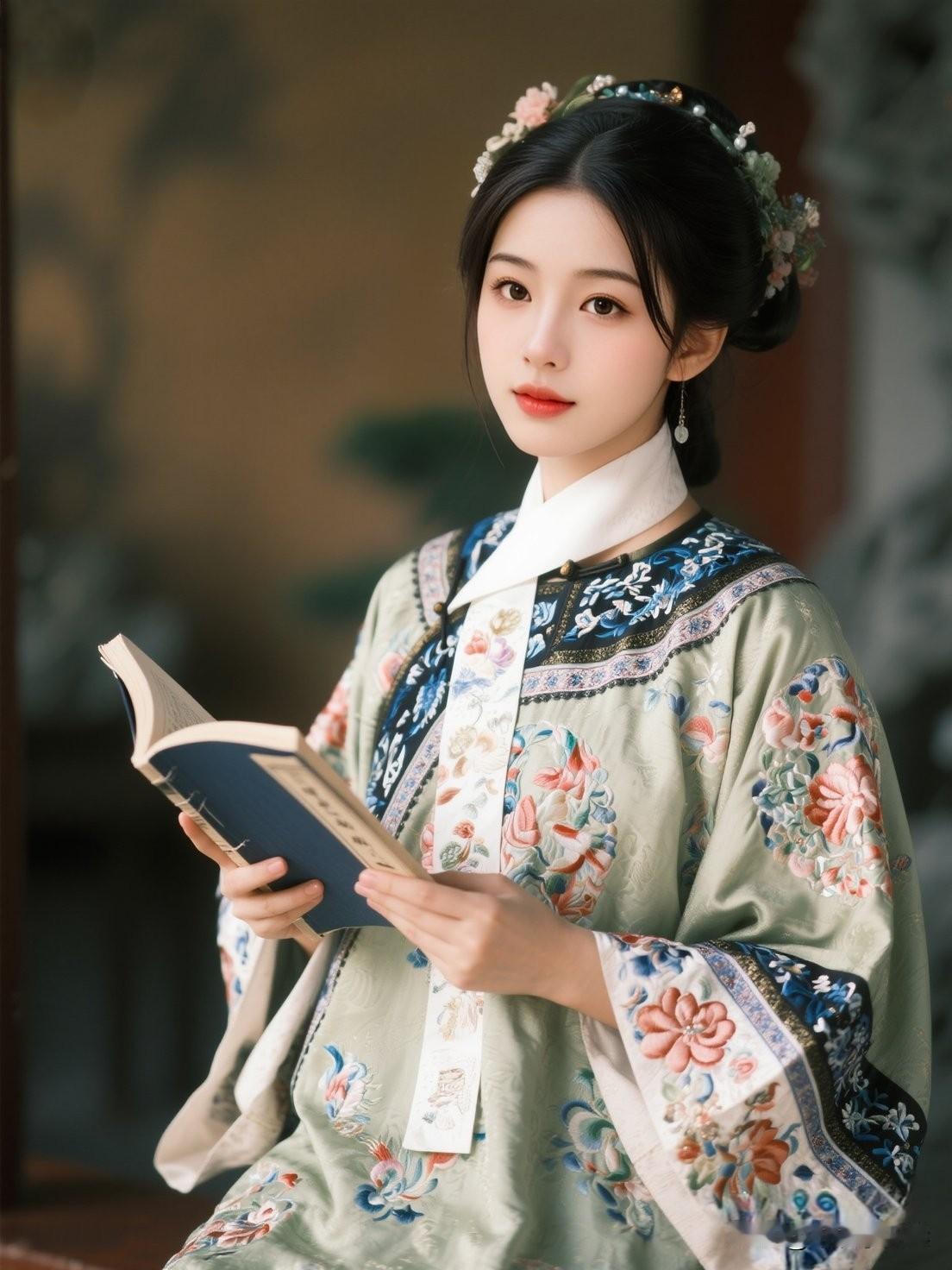 古典美人手捧书卷，静谧优雅，宛如画中仙。治愈系少女写真怎么拍