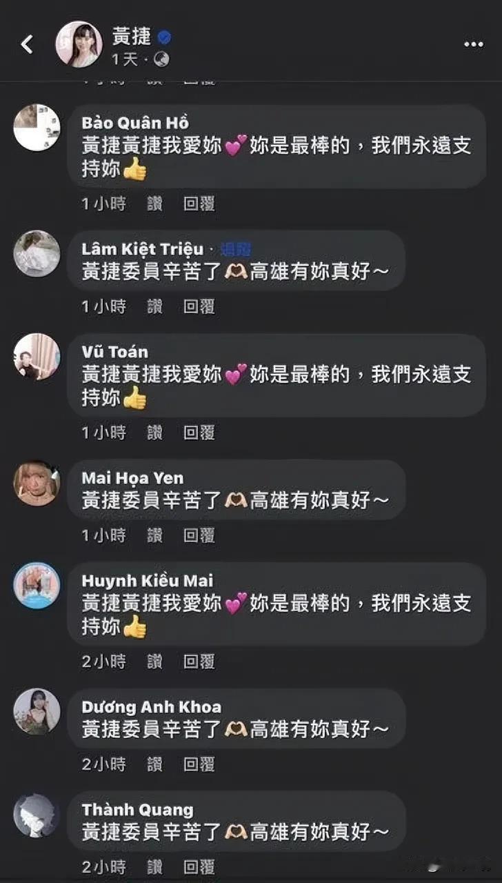 黄捷脸书涌入大量越南账号留言支持   网友讽：买账号

民进党立委黄捷因为在凯米