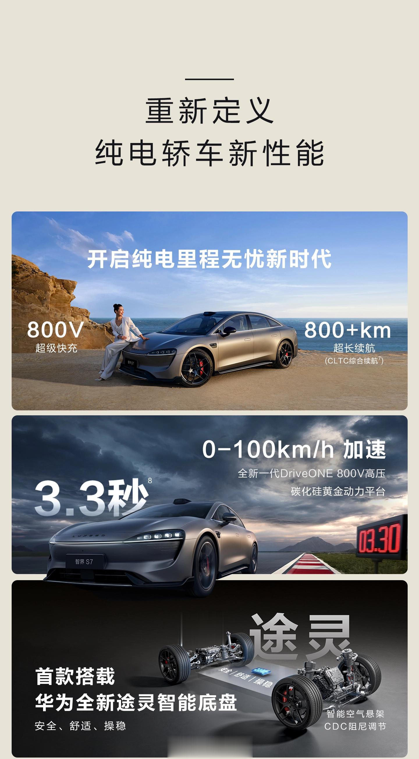 #华为发布首款轿车有多安全#华为智界S7，20万出头，3.3秒、800v，够强了