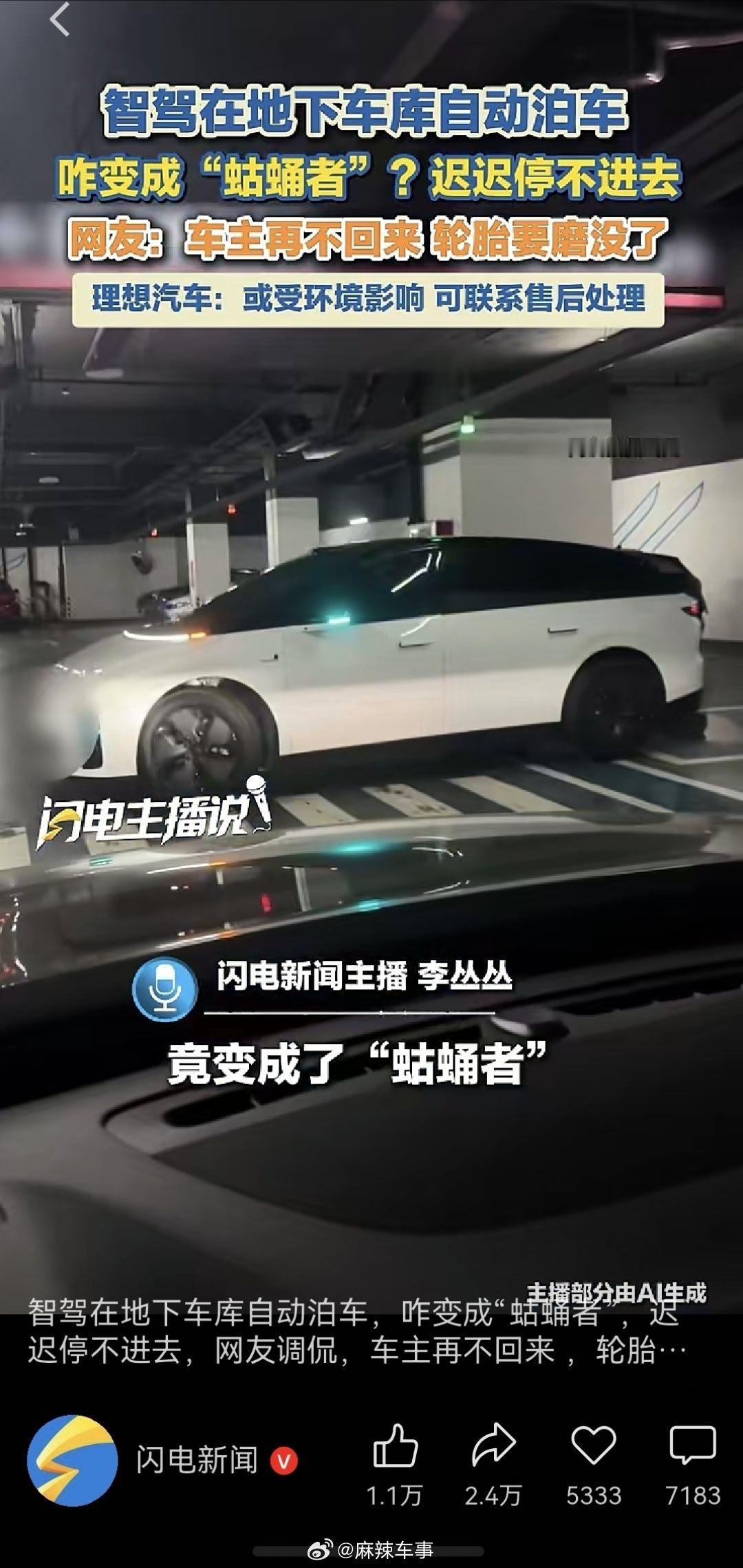 理想汽车自动泊车 地下车库大型迷惑现场😂理想自动泊车化身地下车库蛄蛹者，原地来