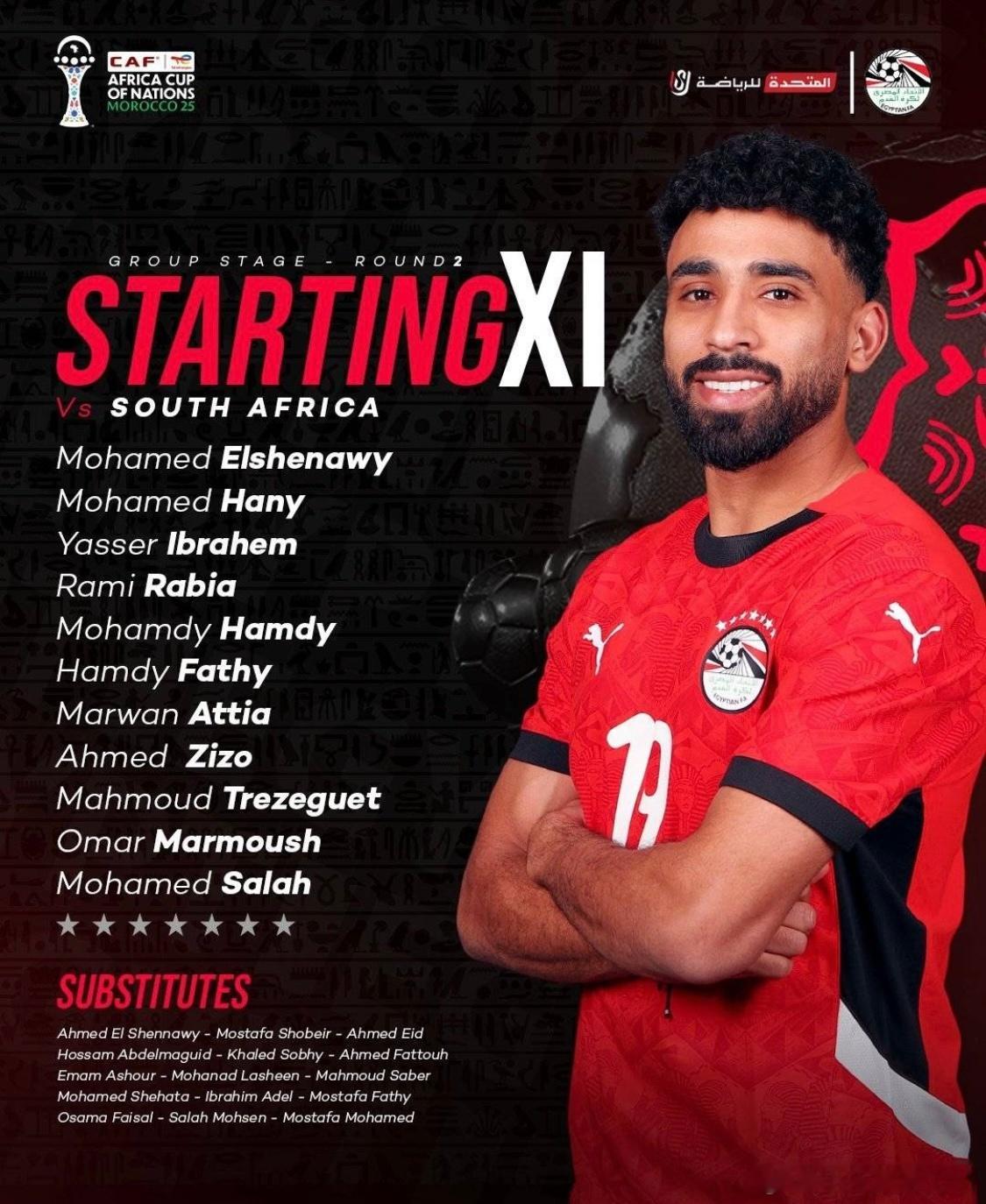 埃及vs南非：萨拉赫、马尔穆什领街，福斯特出战北京时间12月26日23:00,2