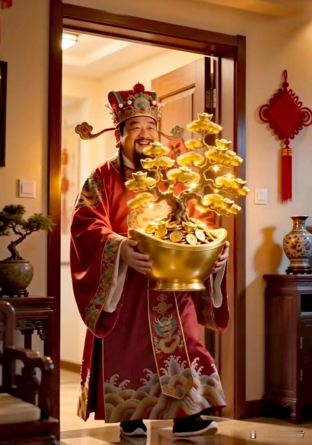 财神进门来，添福又添财。