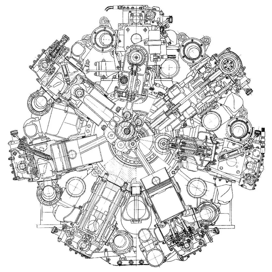42缸星形（径向）航空发动机

如果你觉得普惠（Pratt & Whitney）