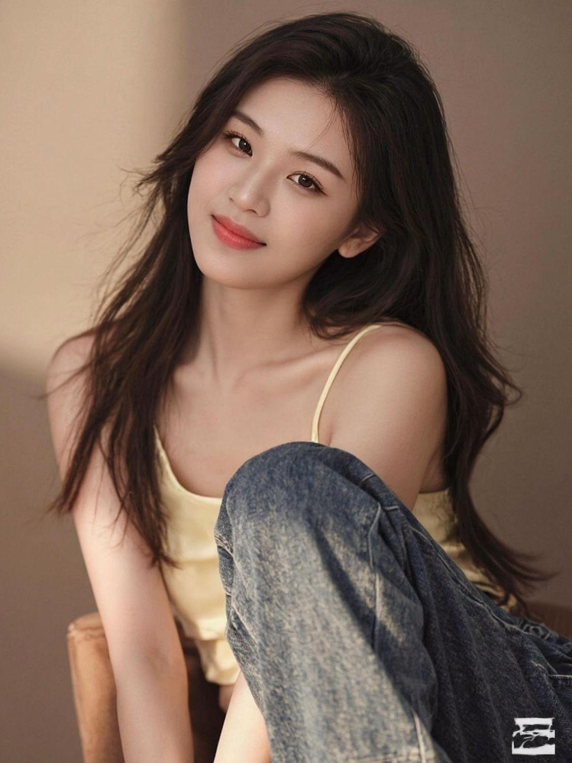 一在柔软的光影中，仿佛时间也放慢了脚步。一袭轻纱，几缕发丝，勾勒出一幅静谧的画卷