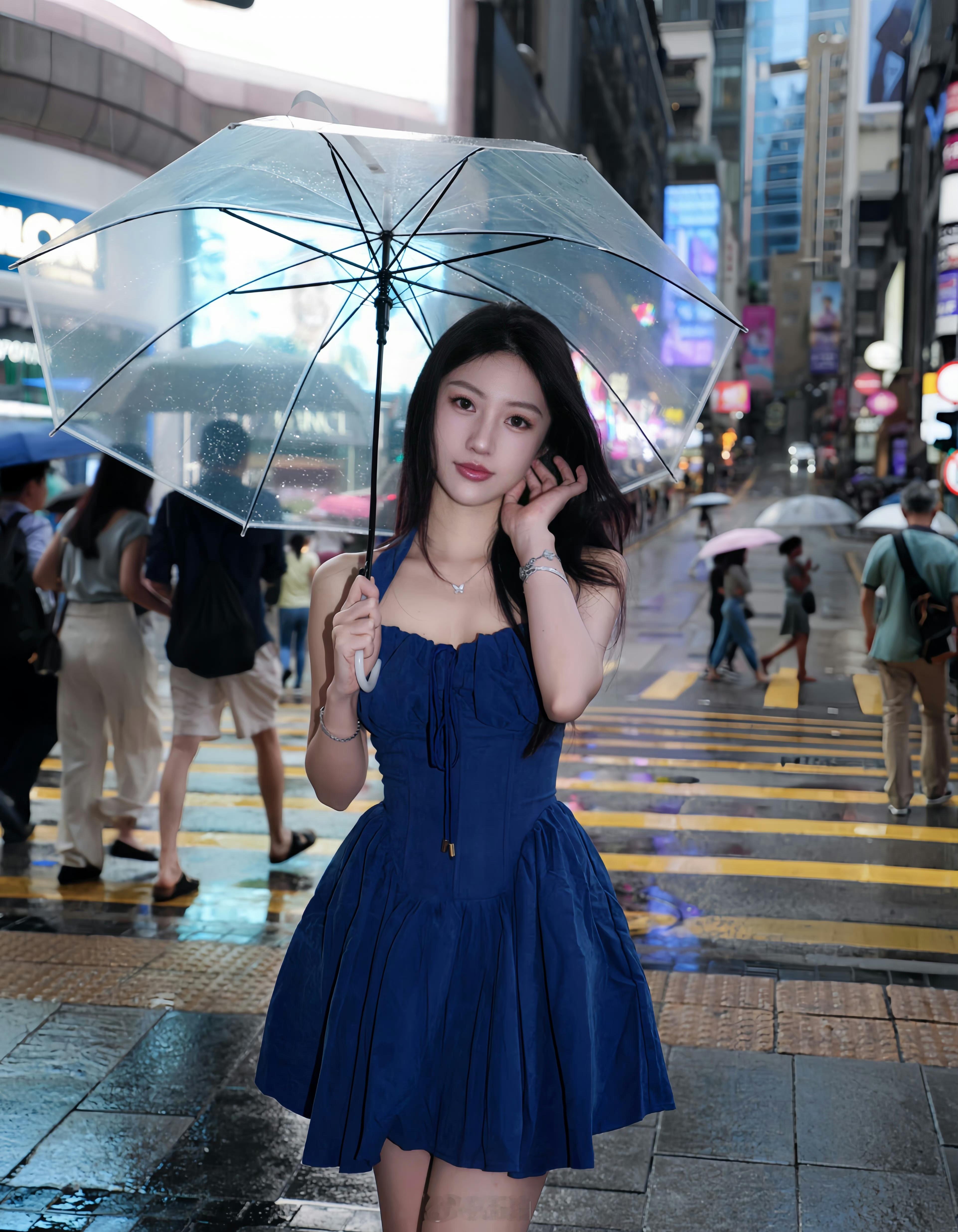 雨中漫步的女孩 ​​​