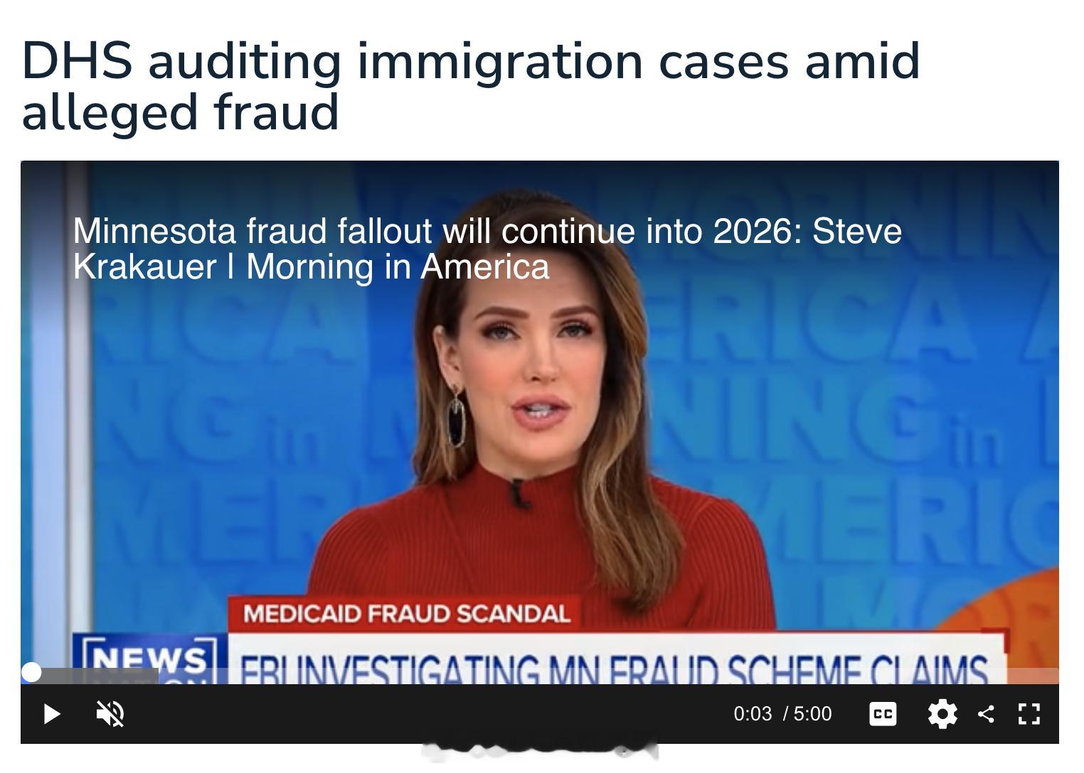 国土安全部正在积极审查索马里裔美国公民的移民案件，以查找可能导致剥夺国籍的欺诈行