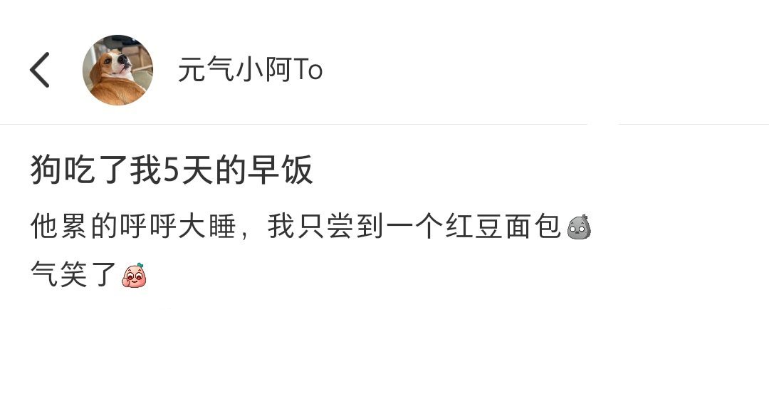 小狗吃了我五天的早饭…看来它的确不喜欢红豆，下次不准买了[doge]#小狗吃了我