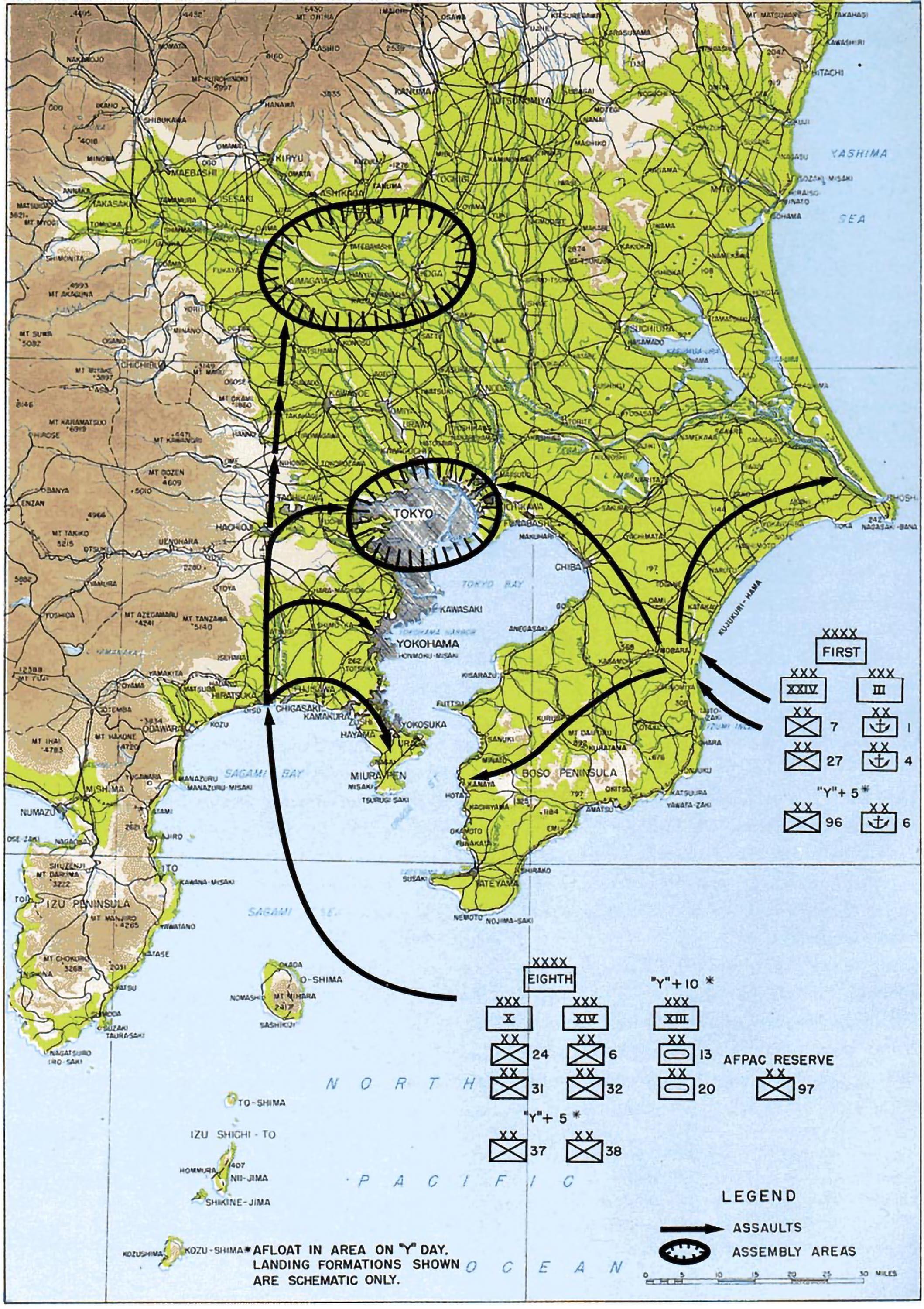 图1是1945年8月2日，美军参谋人员制定的”小王冠行动“（Operation 