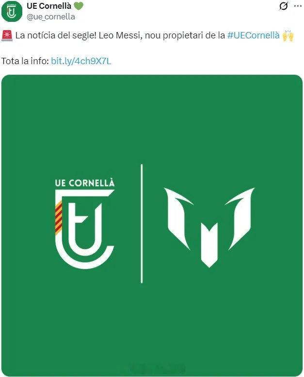 官方：西班牙第五级别联赛球队科内利亚宣布被梅西收购。科内利亚是一支位于加泰罗尼亚
