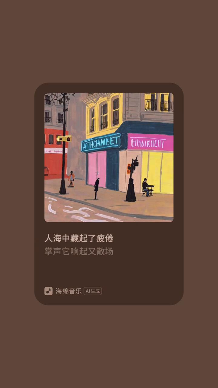 霓虹街角的眷恋-bravo话梅。
穿过那霓虹的街角，擦肩陌生的脸儿。风雨里练就得