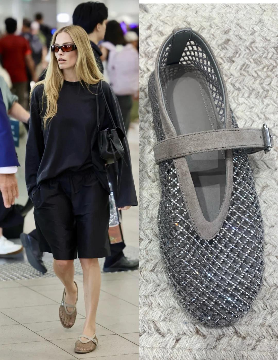 拯救整个银河繁星渔网鞋
罗比机场新造型，配上渔网平底鞋，秒变行走的时尚icon。