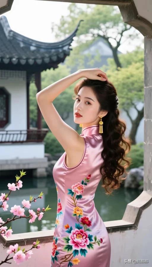 貌似天仙下凡，
美若优雅牡丹。
如同春风拂面，
花开更是娇艳。