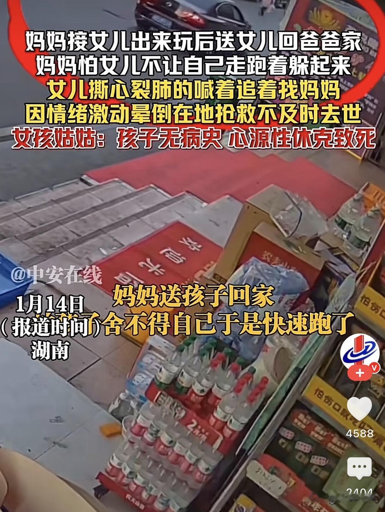 湖南，一小女孩父母离异，女孩跟了爸爸，女孩母亲接孩子出来玩后，将孩子送了回去，因