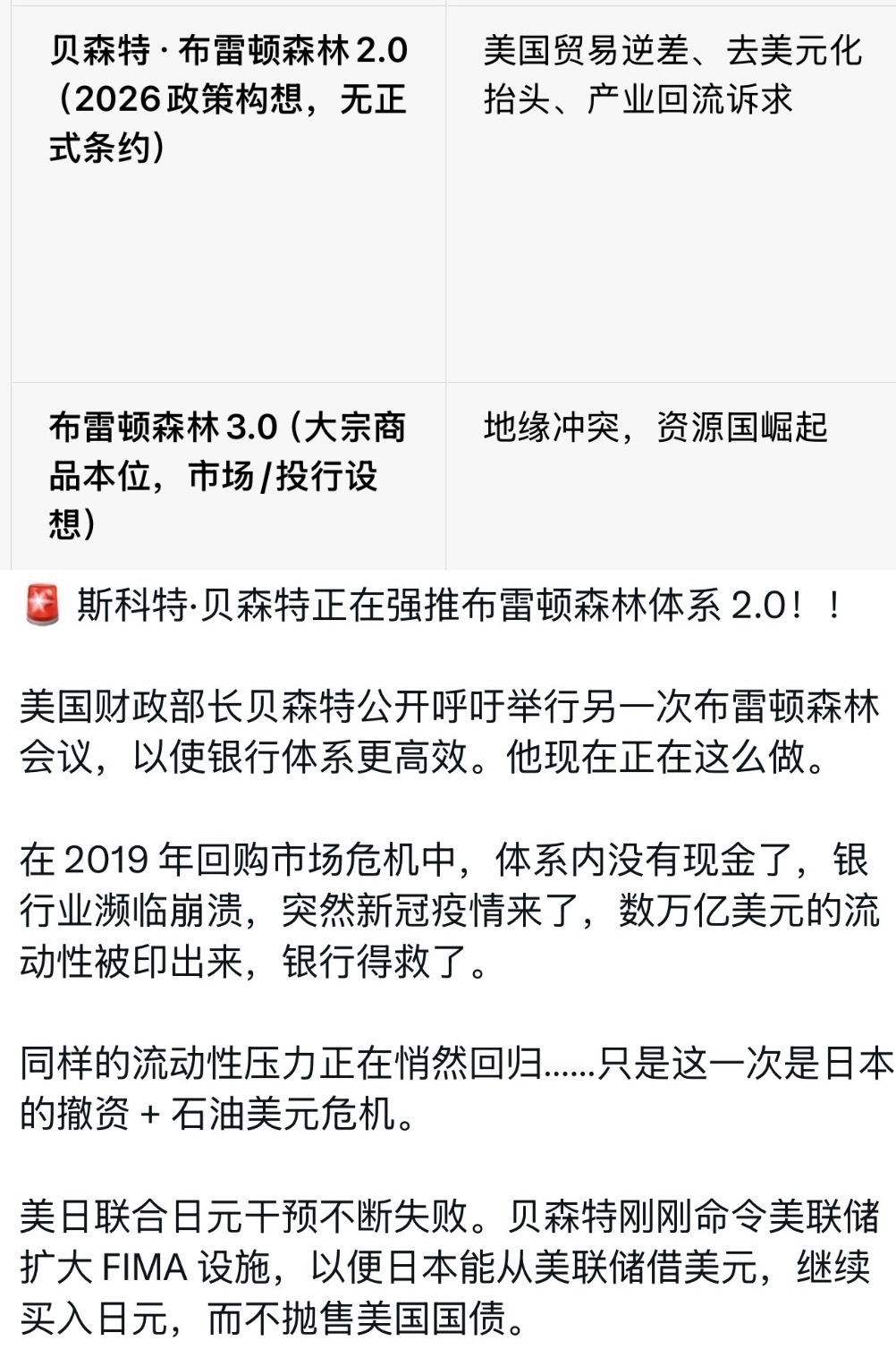 《美国财政部，搞计划经济》老嫂子贝森特推布雷顿森林体系2.0：以美元信用为核心，