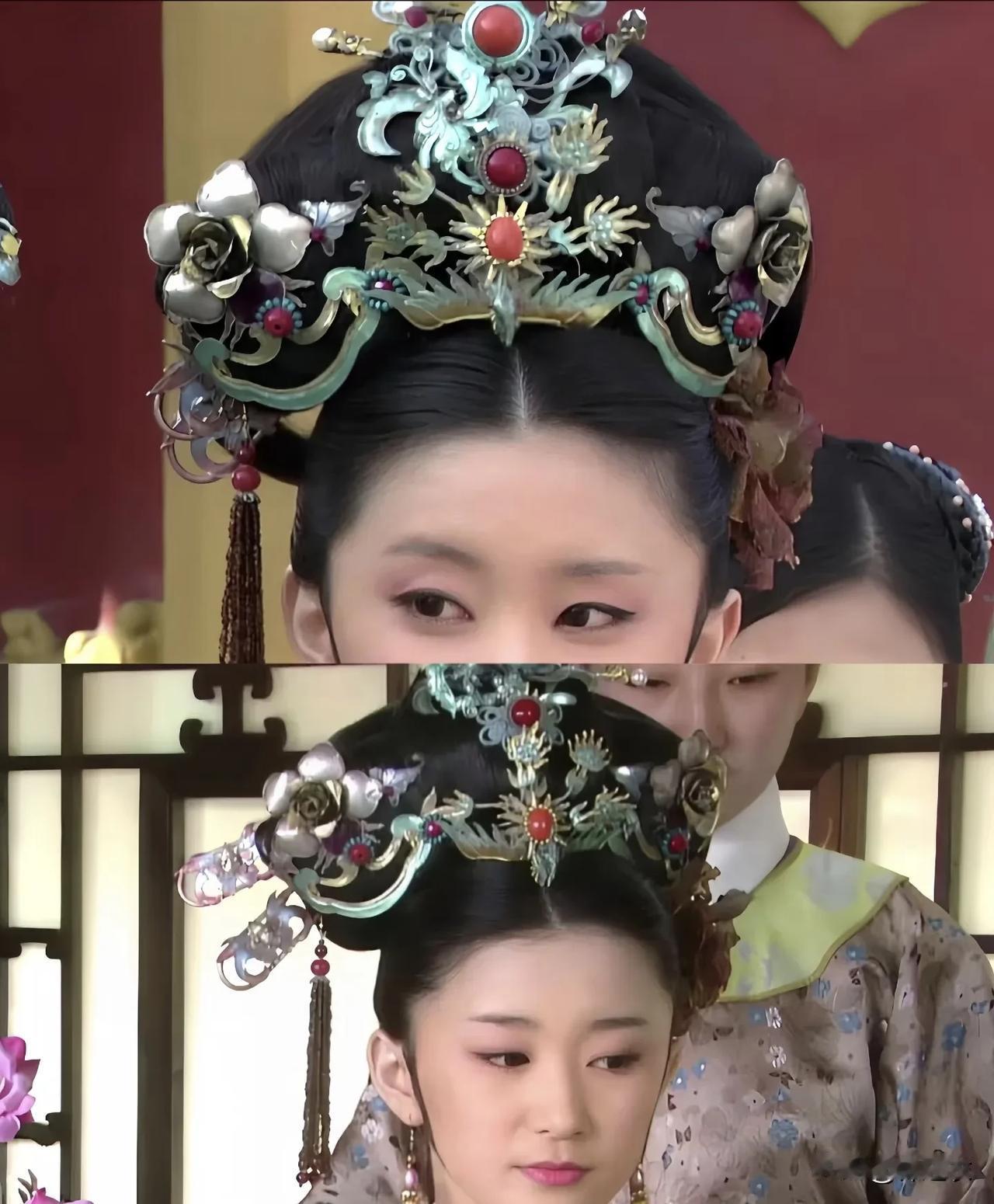 富察贵人的头饰为什么比一般妃子的头饰华丽，因为她是满族，而富察氏是大家族 ，再加