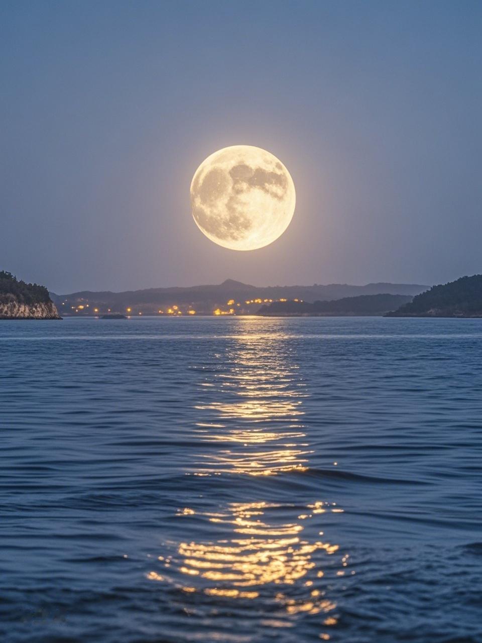 AI妙生图寒江涌月望海楼。