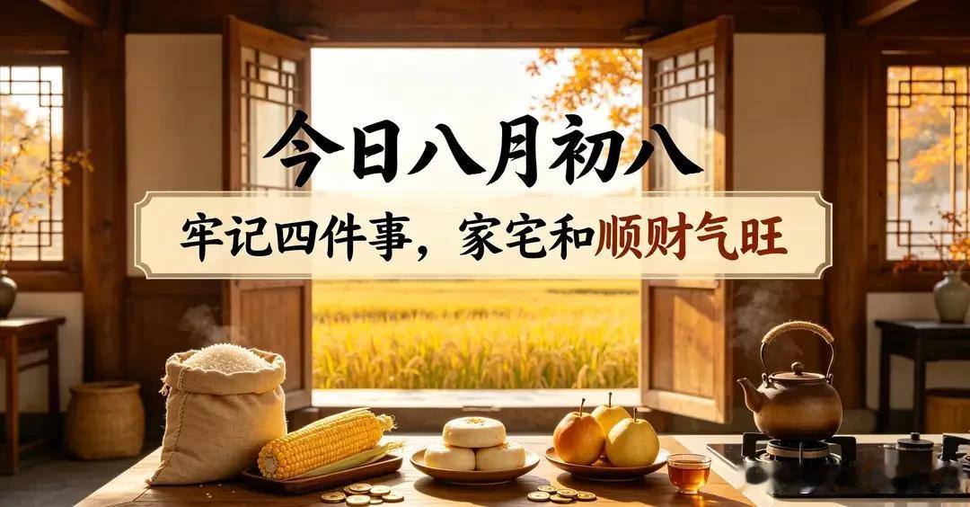 今日八月初八，牢记四件事，家宅和顺财气旺
 
今日农历八月初八，双八叠日，民间都