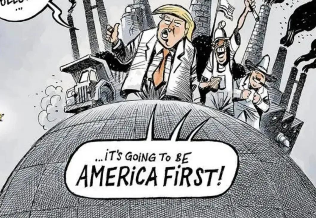 特朗普的“美国第一”、“美国优先”等口号并不是他的发明，这是一句历史口号，特朗普