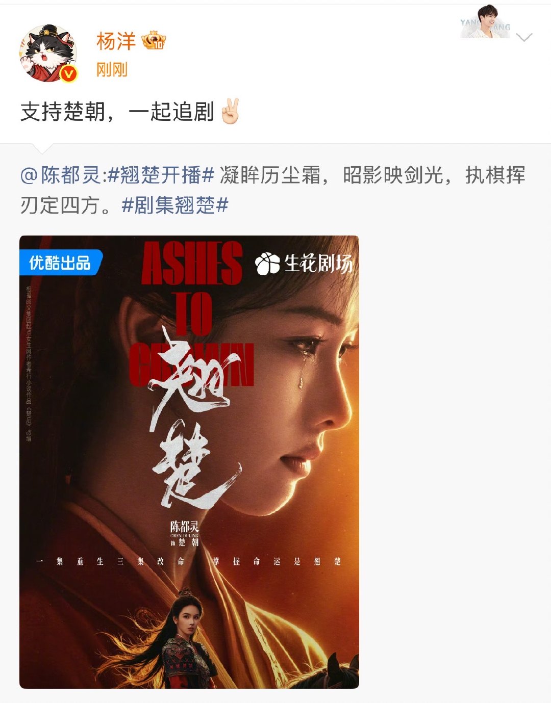 杨洋支持陈都灵新剧杨洋安利陈都灵新剧 杨洋支持陈都灵新剧 