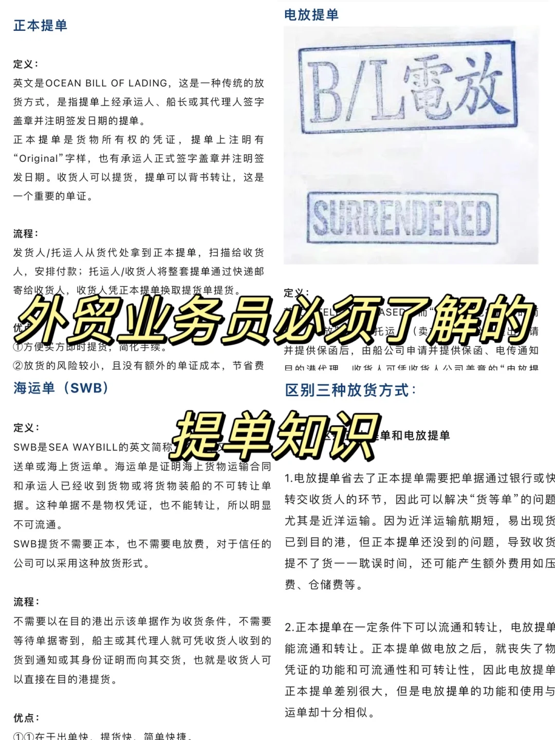 外贸知识 | 超详细的提单知识学习