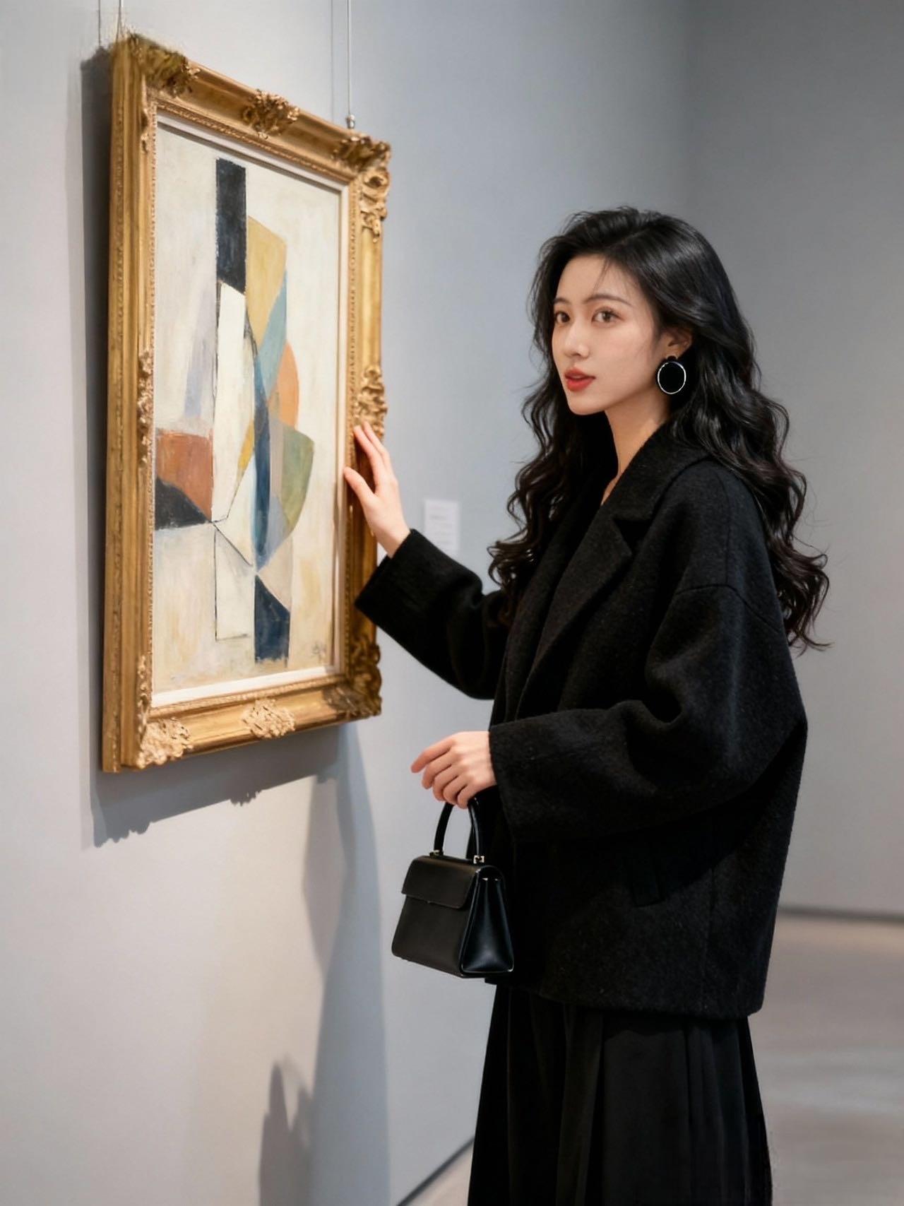 🎨看展日的穿搭小心机get！

今天去美术馆沉浸式感受艺术氛围，选了套黑系穿搭