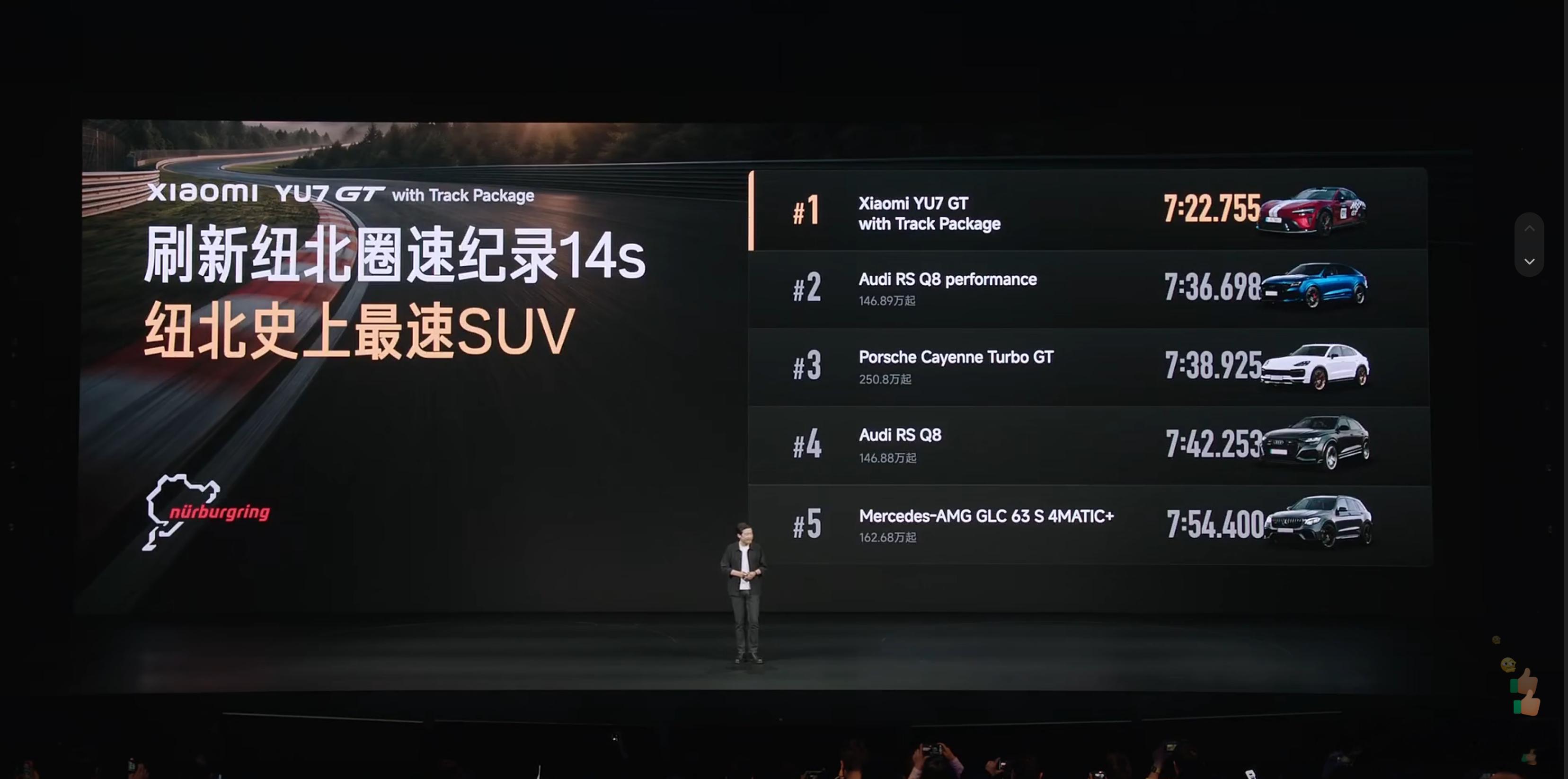 小米YU7GT再破纽北圈速纪录 小米YU7 GT再破纽北圈速记录，把前几天国人驾