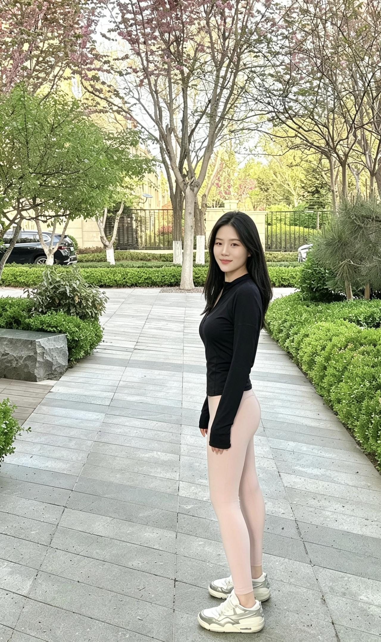 姐妹们，真的别再把瑜伽裤只当运动裤穿了！我最近解锁了新穿法，这条裸粉色瑜伽裤配黑