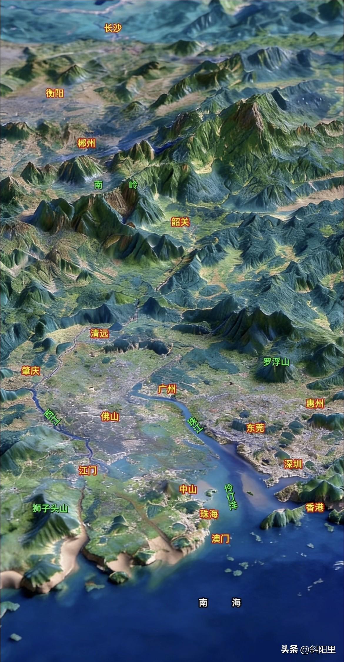 珠三角为何牛逼？就是因为有不可媲美的地形！你看这地形图，完全是按照中国人理想中的