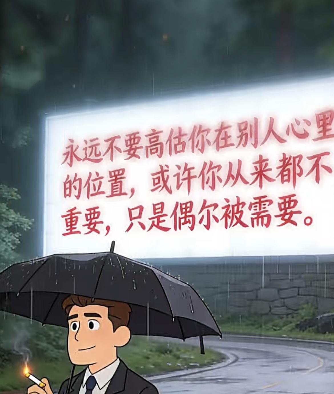 这世上最尴尬的事，就是高估了自己在别人心里的位置。

你以为不可或缺，其实可有可