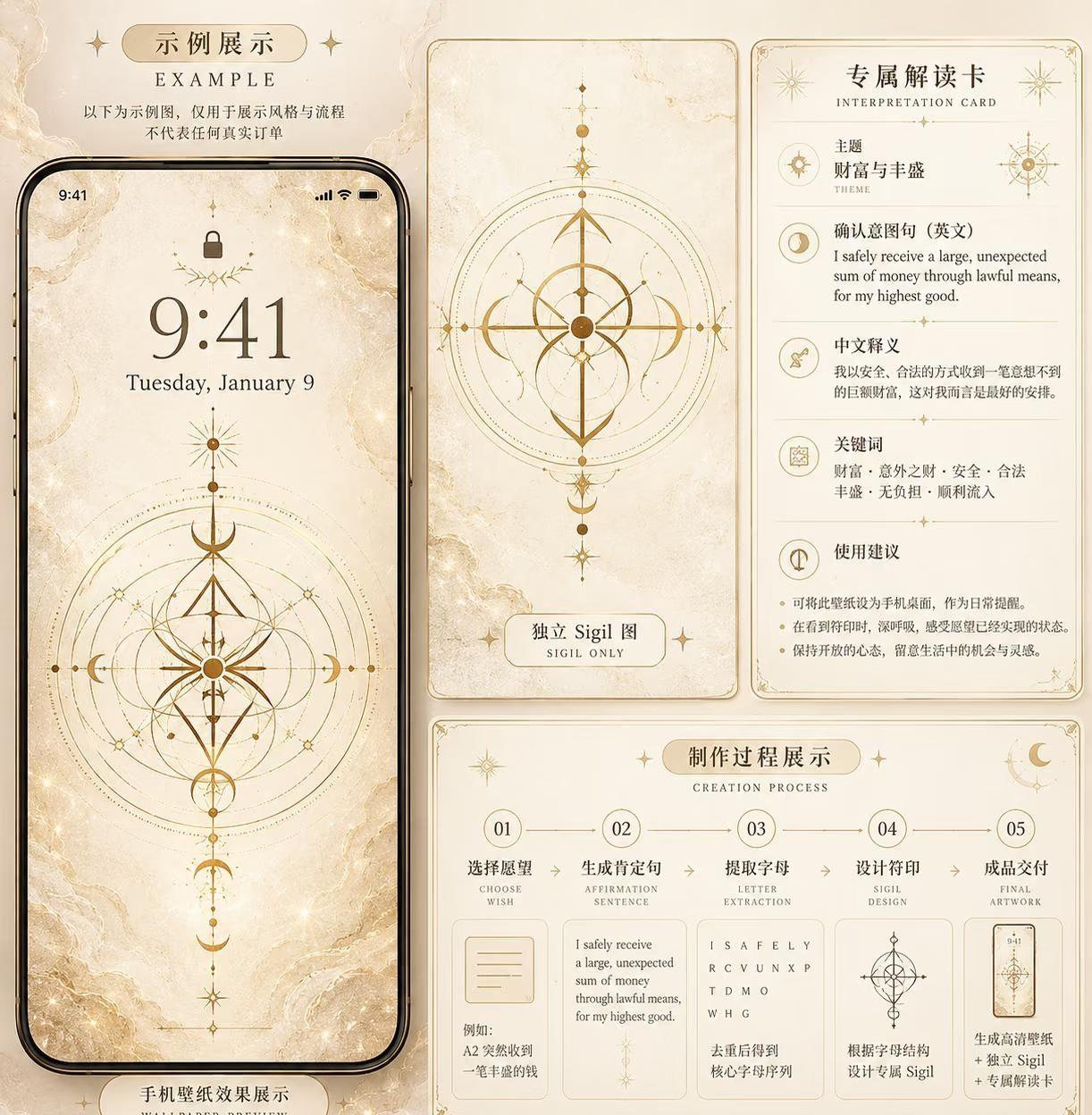 Sigil符号💐
Sigil 与西方神秘学传统有关，是一种将文字和个人意图转化