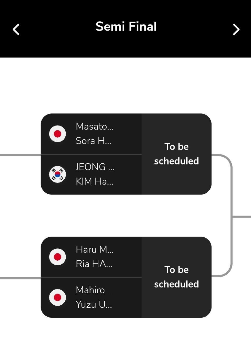 韩青挑u19混双四强山城政人/畠山想来vs郑多奂/金汉妃芳贺凛步/增田遥vs松本