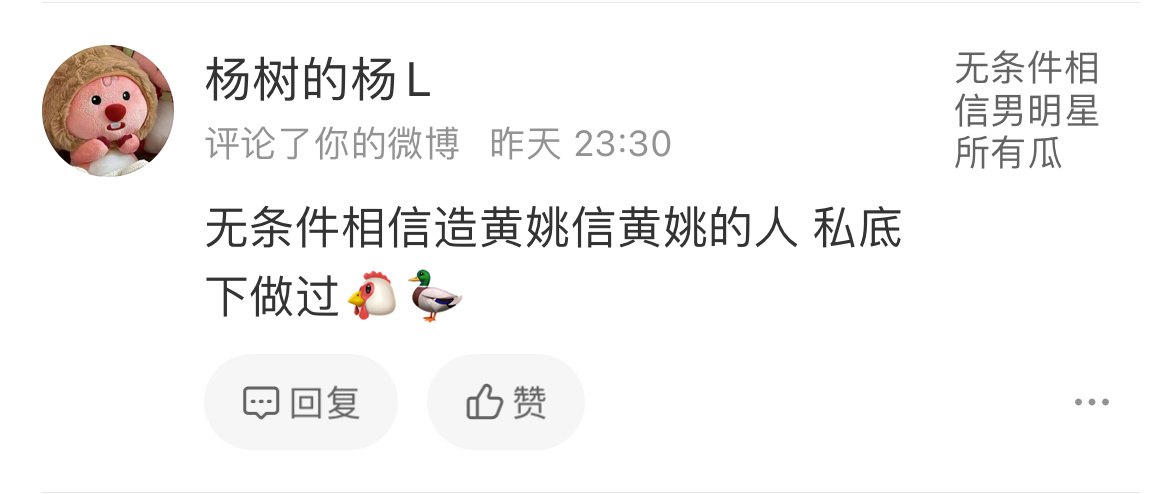 我说句无条件相信男明星所有瓜就开始对号入座了？天底下男明星只有whd一个人？🤣