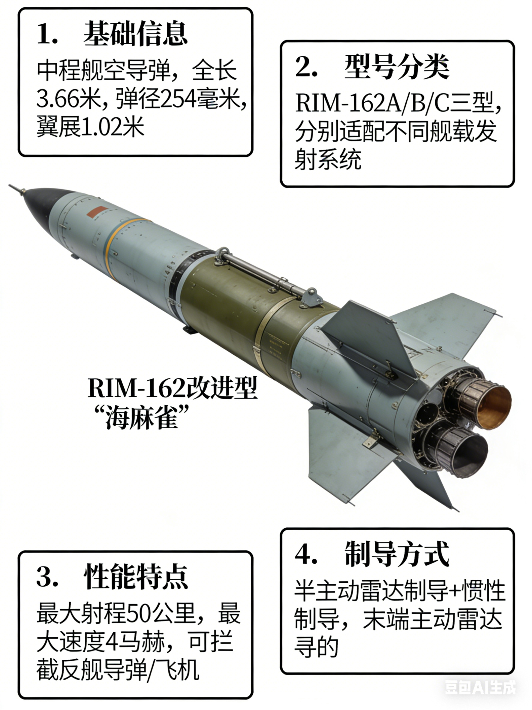 军事ai新视野 RIM-162改进型“海麻雀”导弹RIM-162改进型“海麻雀”