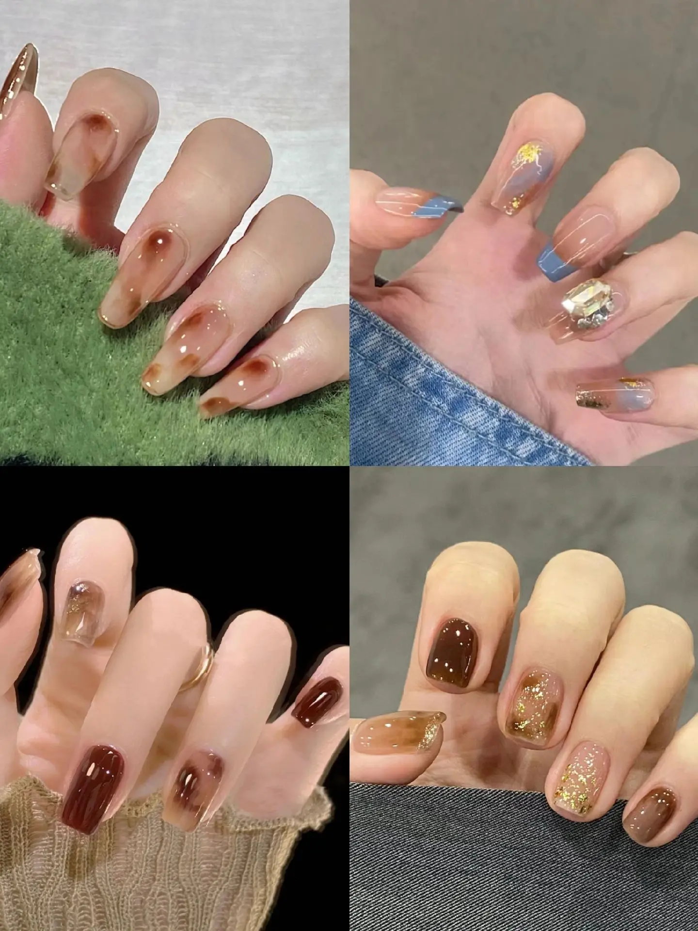 琥珀晕染美甲🍂真的超有氛围感！！！不知道做什么款式点开图片慢慢挑~