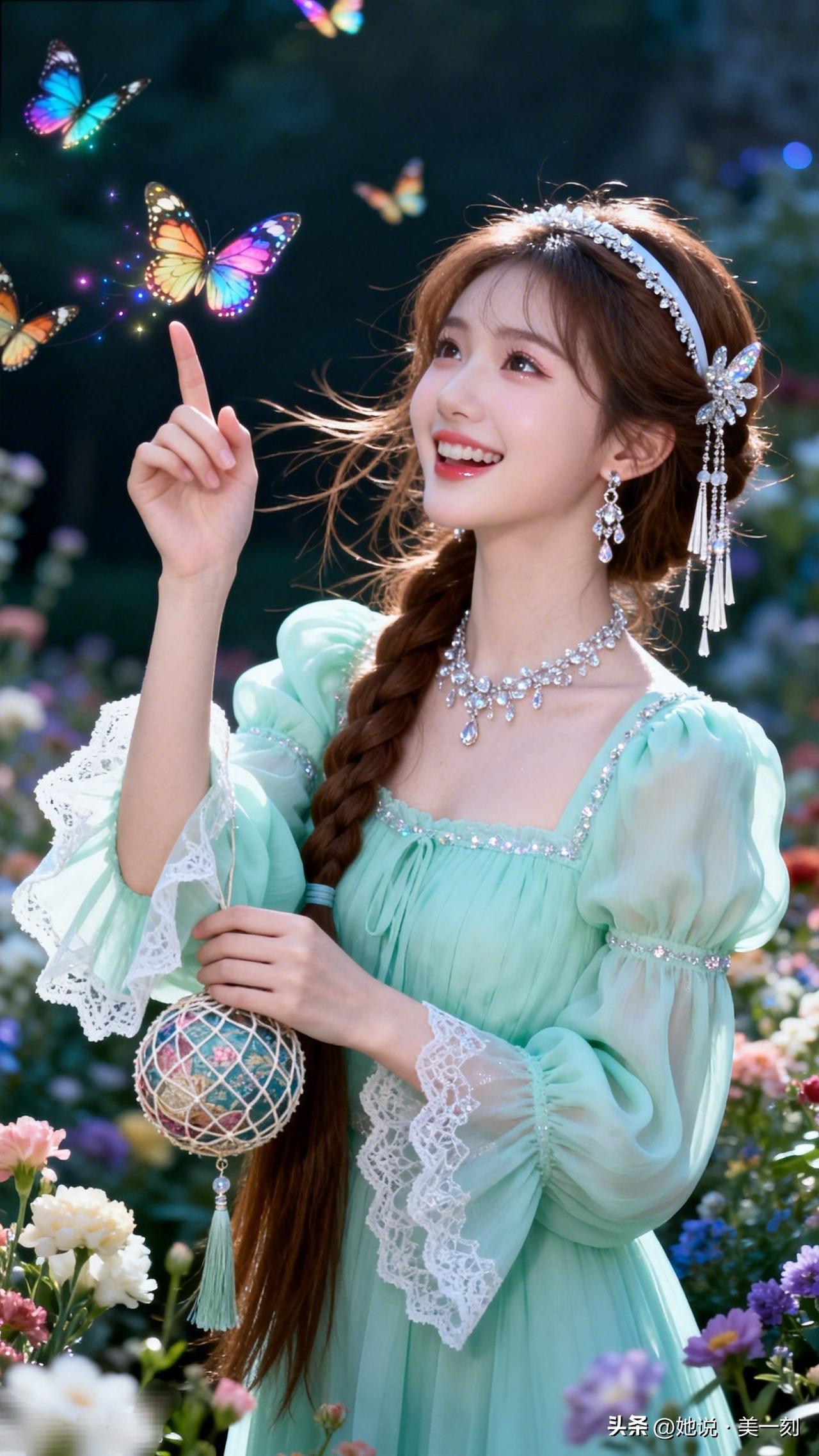 梦幻花海中的仙女，与蝴蝶共舞。随手一拍的氛围感