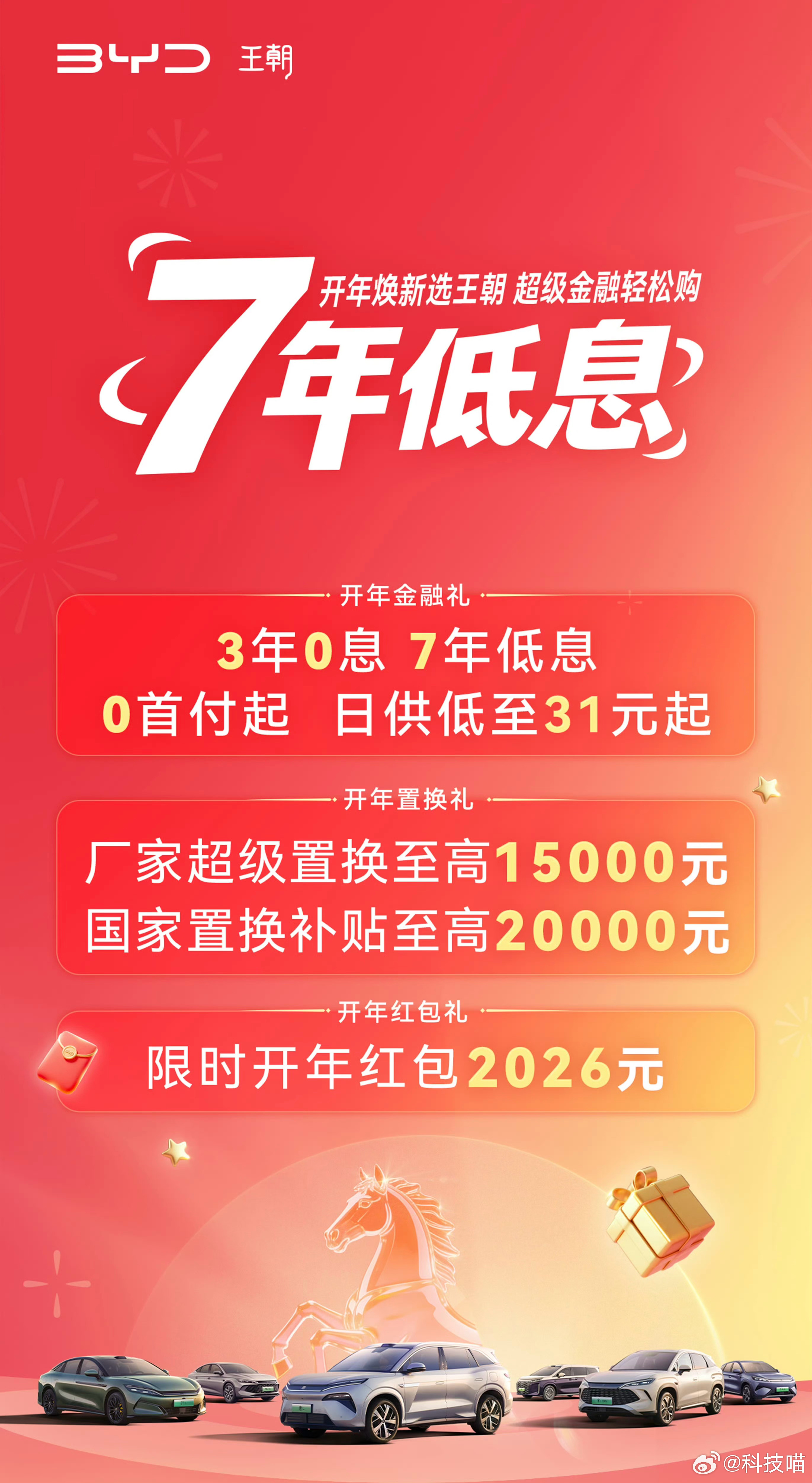 比亚迪王朝比亚迪海洋腾势方程豹都推出了7年低息买车方案 