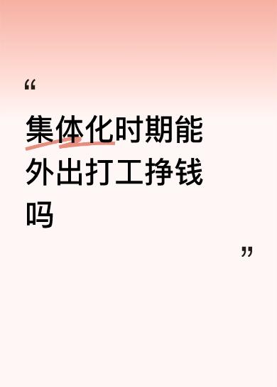 集体化时期能外出打工挣钱吗允许打工越多越好我们还请有手艺技术工出外抓收入每月投资