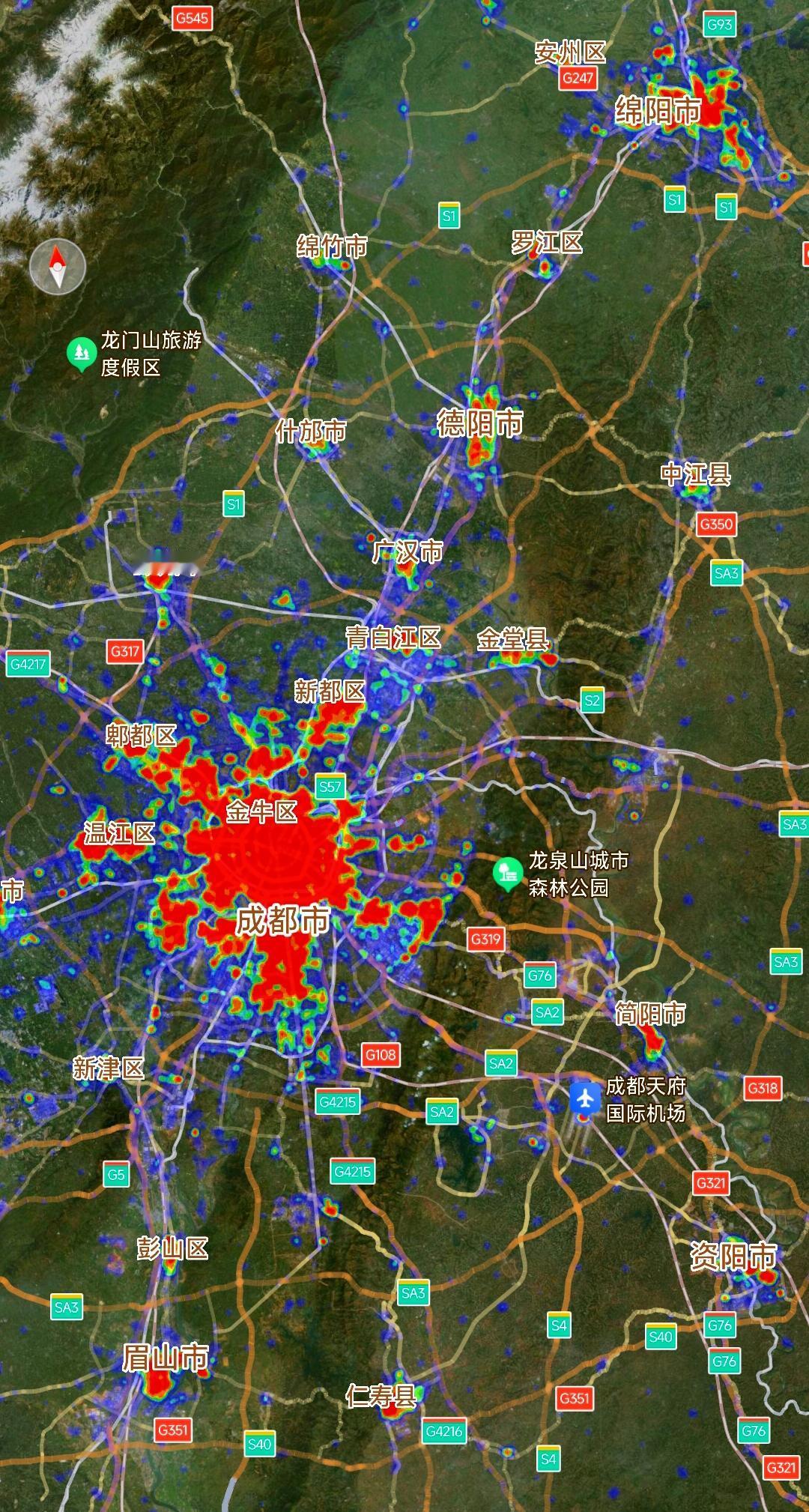这样看来德阳地理位置真好。北边是绵阳、南面是成都，可以说德阳跟四川省第一大城市与