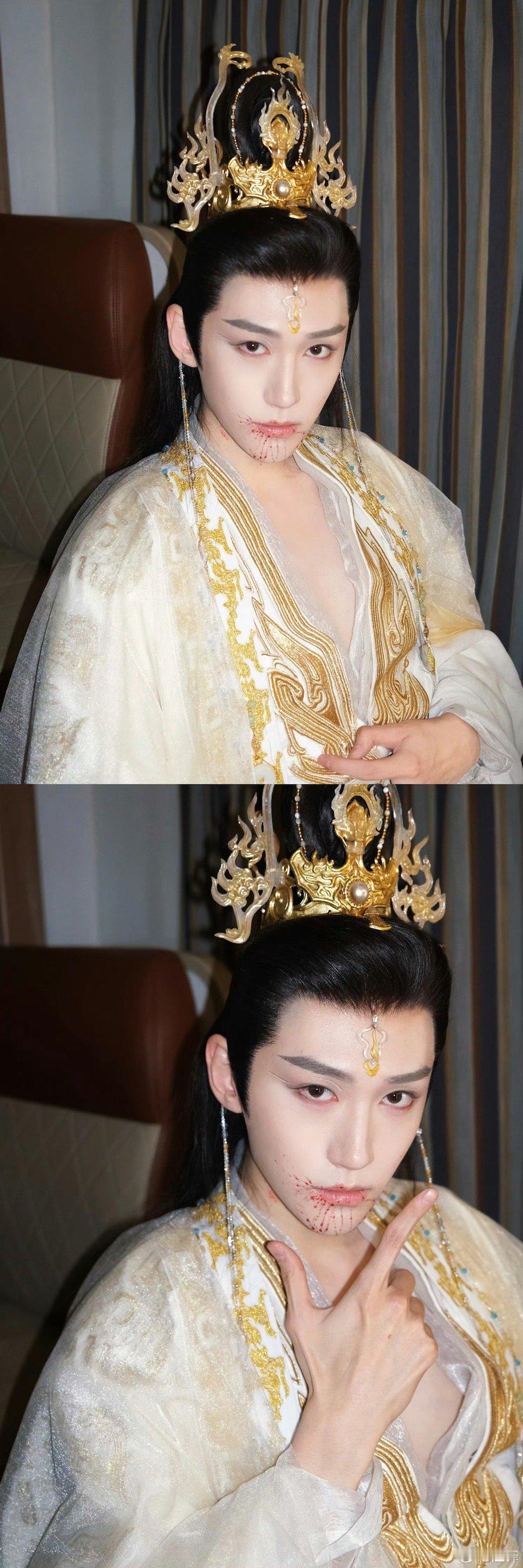 #汪铎杀青照#、#汪铎新剧妆造# 汪铎杀青照，汪铎新剧妆造，我蛮喜欢的啦！[打c