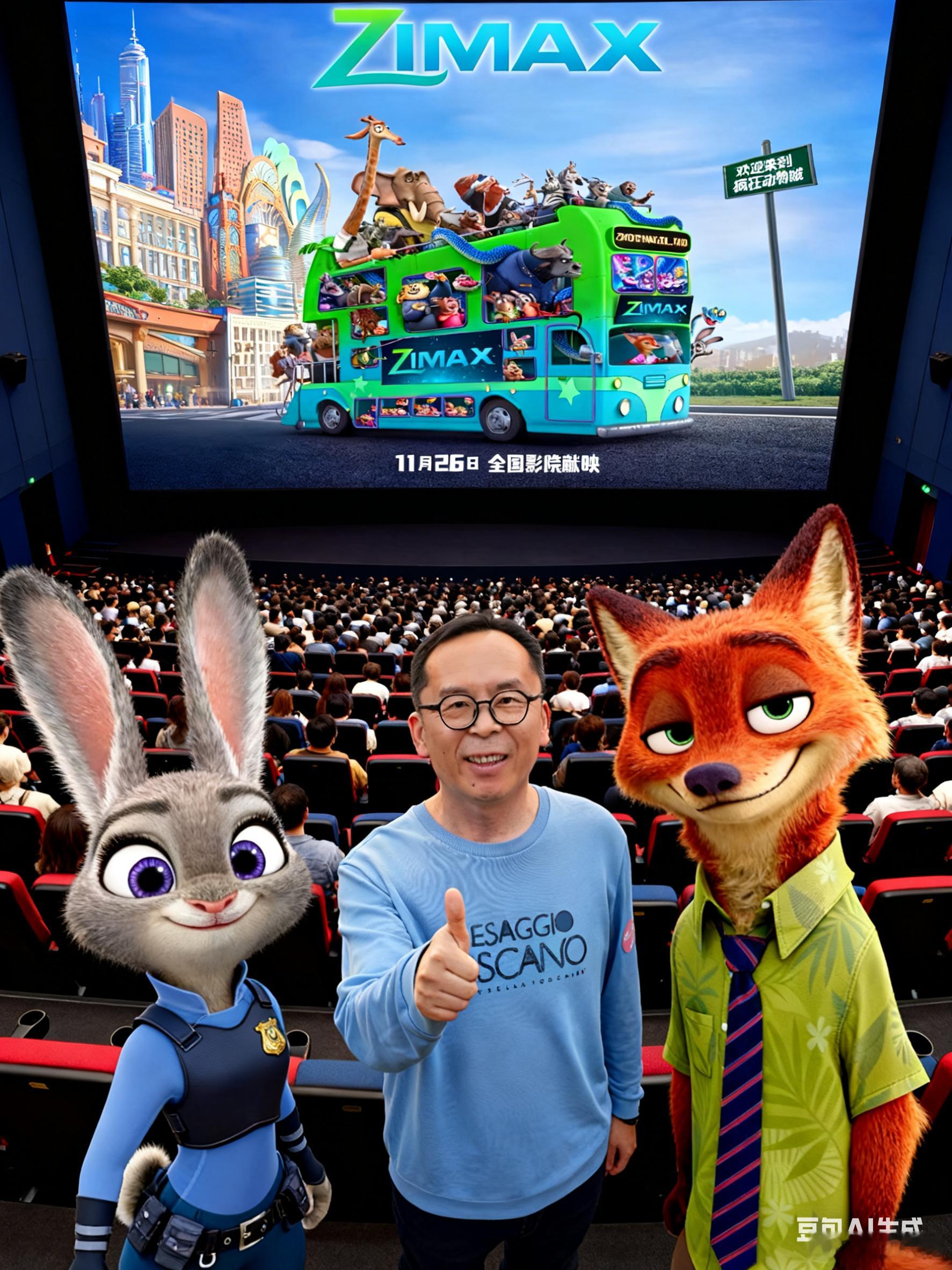 和朱迪和尼克合个影。疯狂动物城