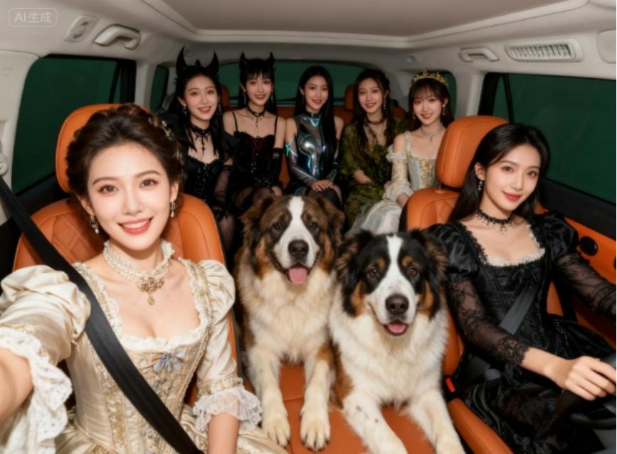 用自己C16的内部空间的照片ai一下
用AI生了一张图，空间非常大，装得进6个闺