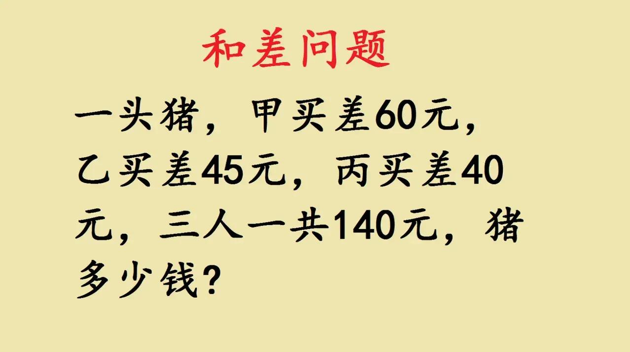 这头猪多少钱？这道题有点意思。3个人都想买，都钱不够，没买成。不用你买，聪明的你