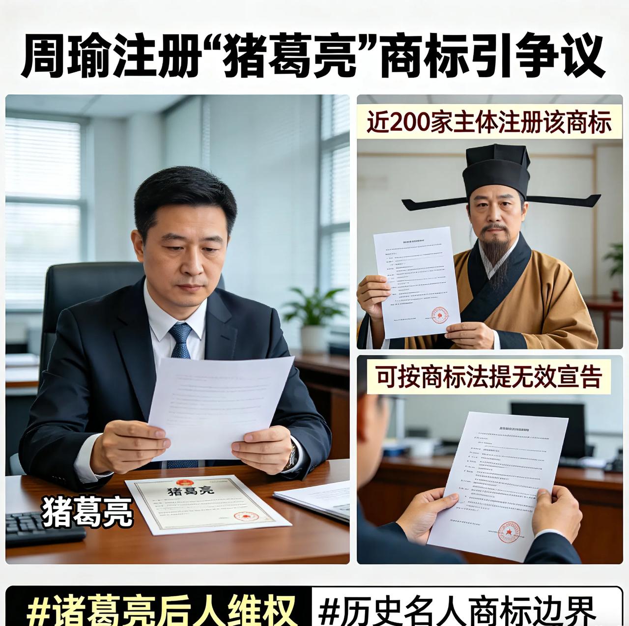 周瑜注册猪葛亮商标，诸葛后人怒了！
 
谁能想到三国名场面竟照进现实？东莞一食品