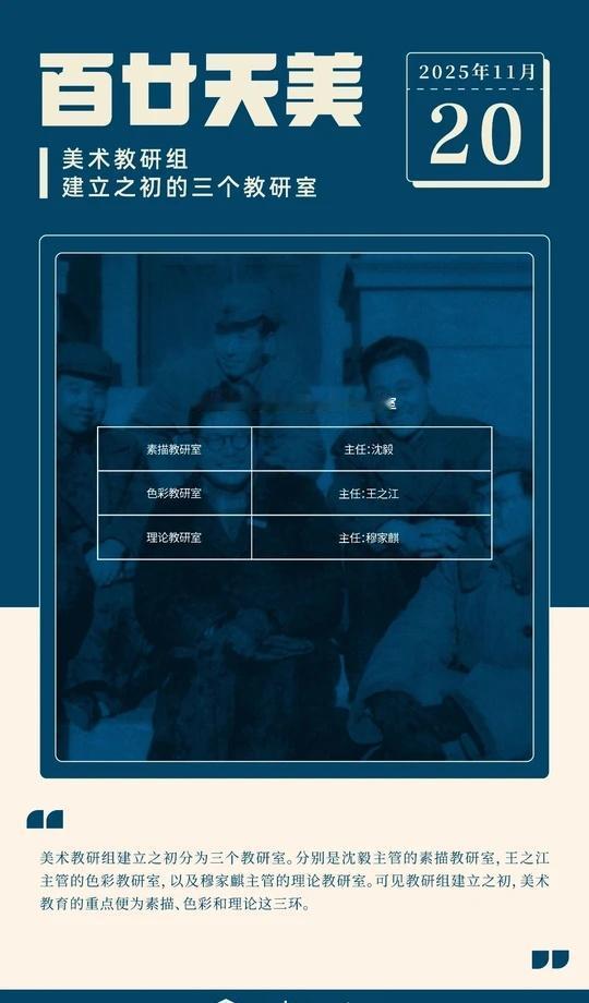 百廿·天美｜美术教研组建立之初的三个教研室
美术教研组建立之初分为三个教研室。分